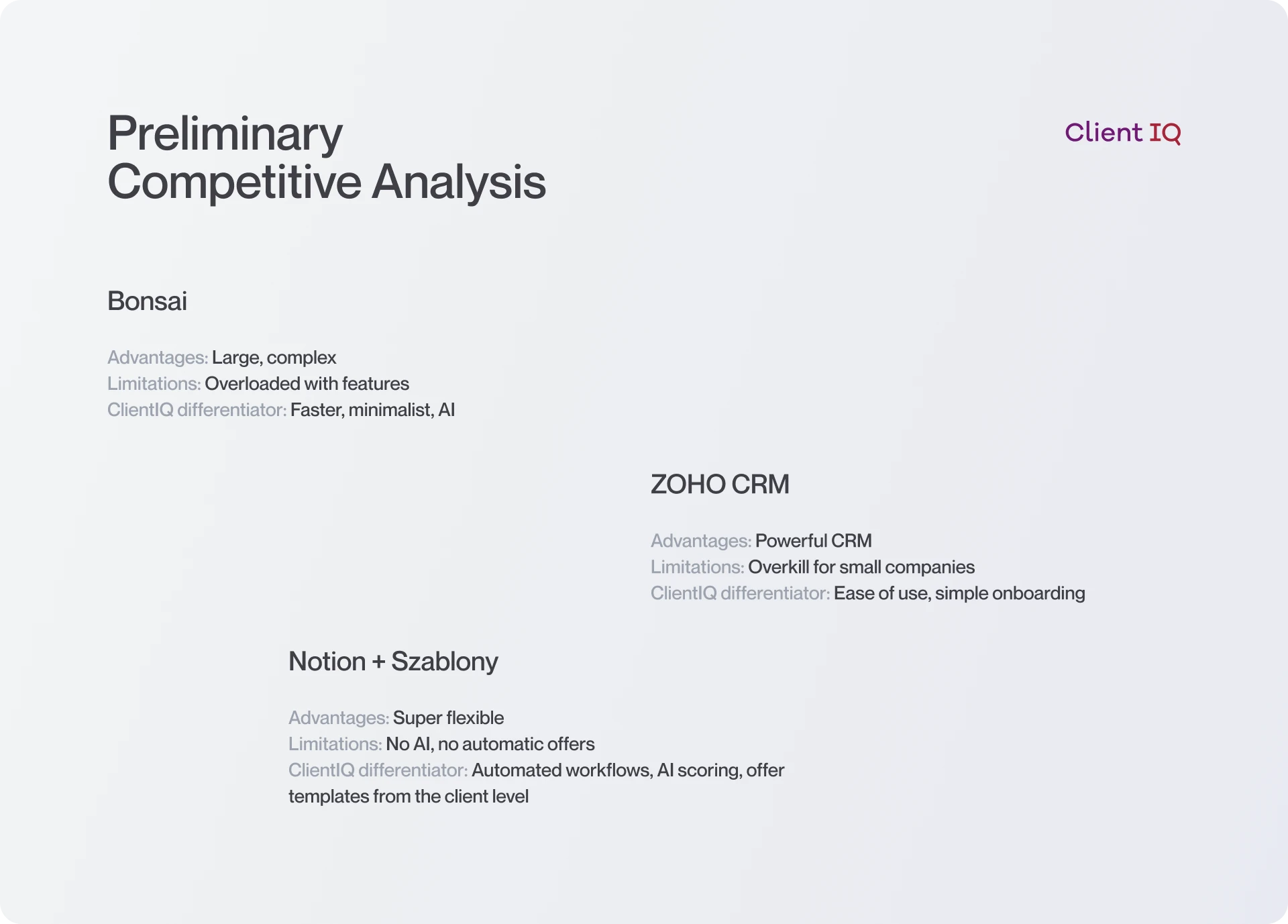 UX_ClientIQ_Preliminary Competitive Analysis